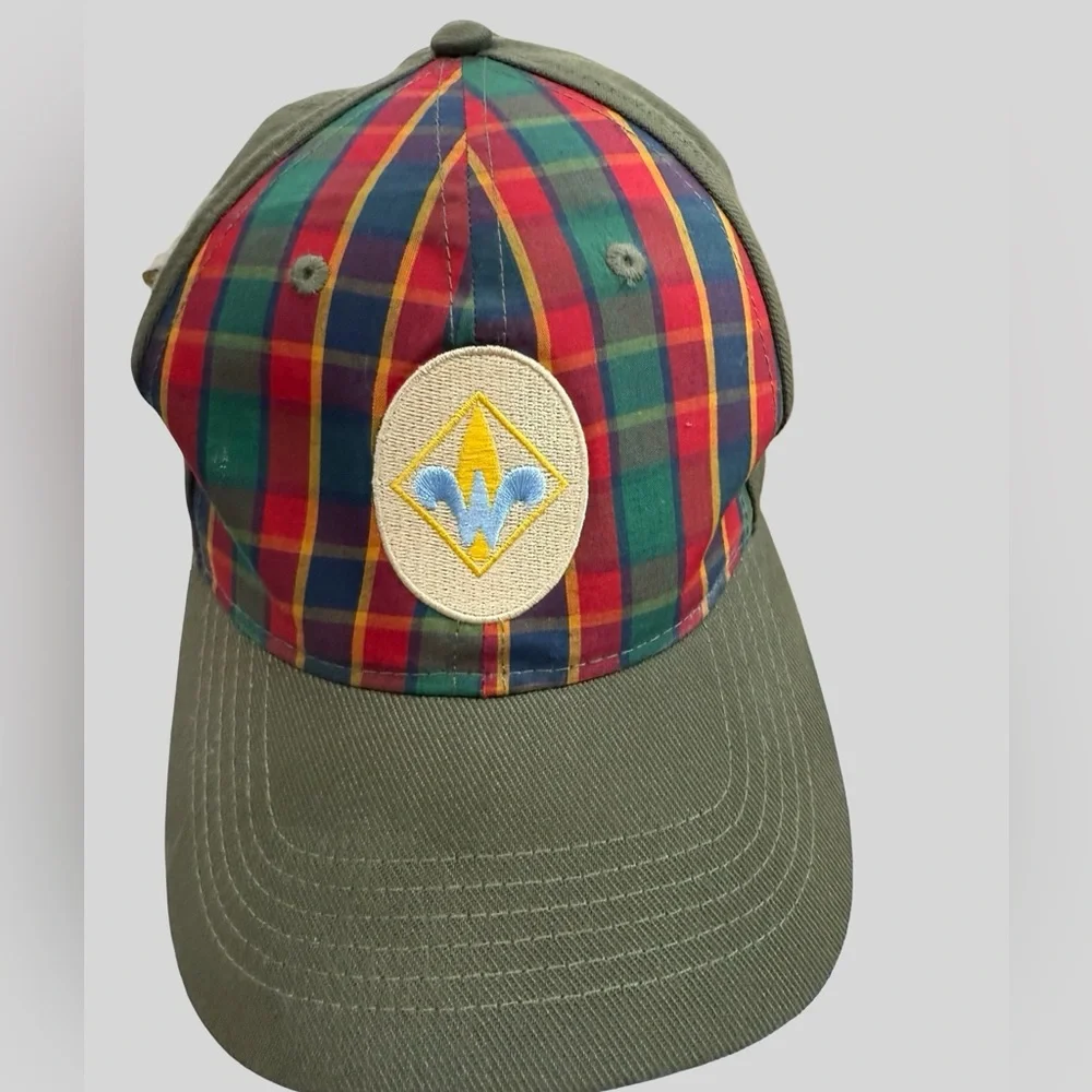 Vintage Webelos Plaid & Olive Green Scouts Hat – Youth Size M/L elastic